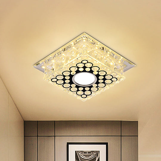 LED Crystal Ceiling Light with Bubble Pattern - Modern Flush Mount Fixture