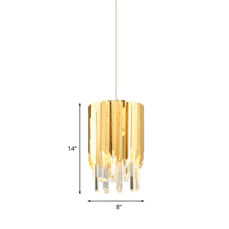Modern Gold Crystal Hanging Light Fixture with Tiered Bulb
