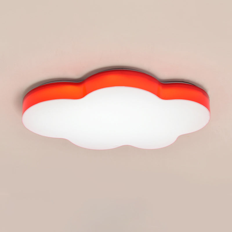 Kids Room Cartoon LED Cloud Ceiling Light in Acrylic, Flushmount Design, White/Red/Yellow