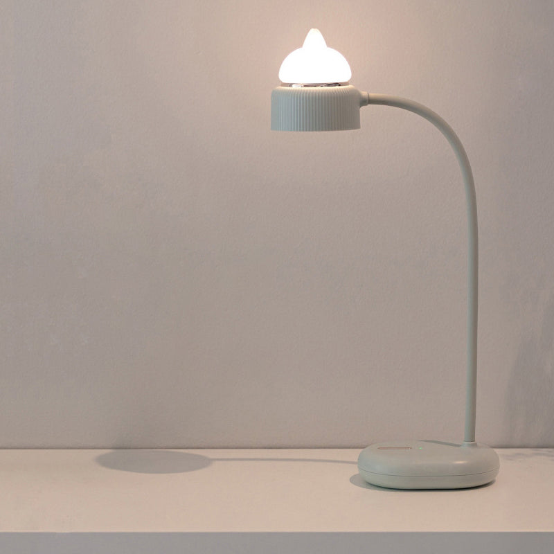 Children's USB Rechargeable LED Nightstand Light: White/Pink/Green Cat Rotating Table Lamp