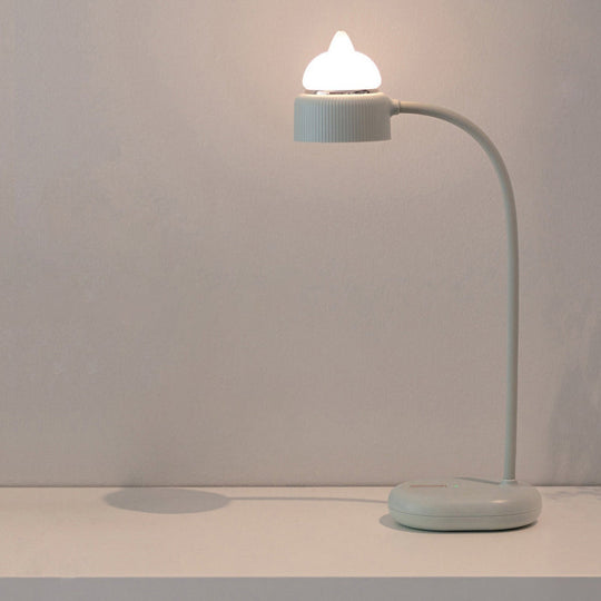 Children's USB Rechargeable LED Nightstand Light: White/Pink/Green Cat Rotating Table Lamp