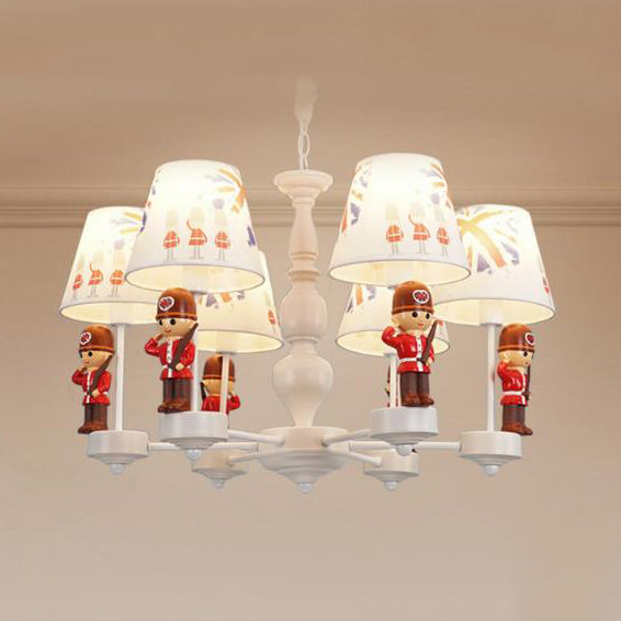 Modern Red and White Chandelier with Fabric Shade - Dining Room Soldier Hanging Lamp