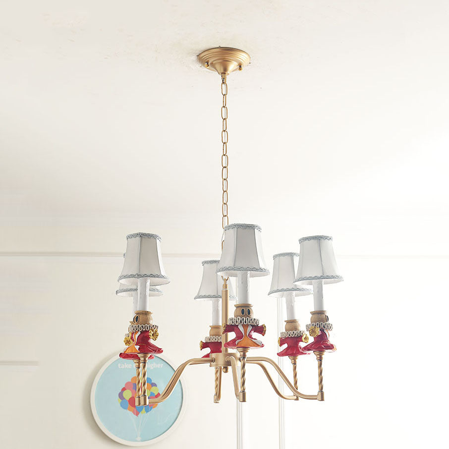 White Resin Hanging Chandelier - Modern Bell Shape Design with 6 Lights - Ideal for Living Room