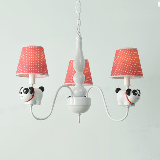 Cartoon Sheep Hanging Lamp: Kindergarten Fabric Pendant Light with 3 Lights