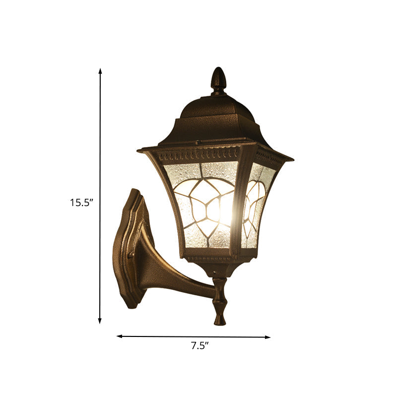Retro Birdcage Wall Sconce Light with Frosted Glass: Outdoor Fixture, Coffee