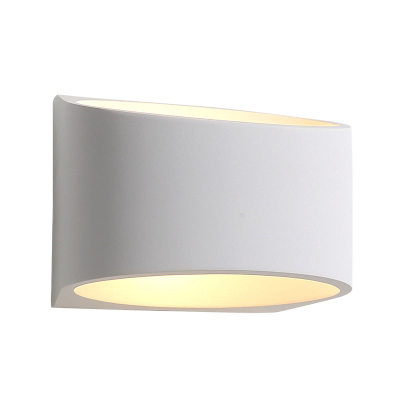 Minimalist Round Gypsum LED Sconce Light Fixture - White Wall Mount Lamp for Hallway