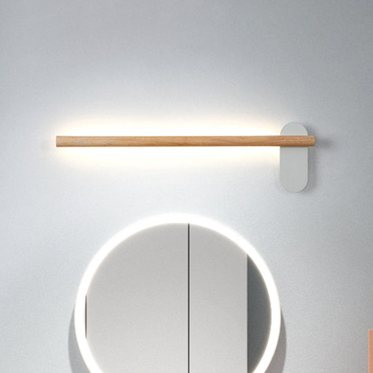 Minimalist Wood Vanity Light - LED Beige Wall Sconce for Bathroom (16"/19.5"/23.5")
