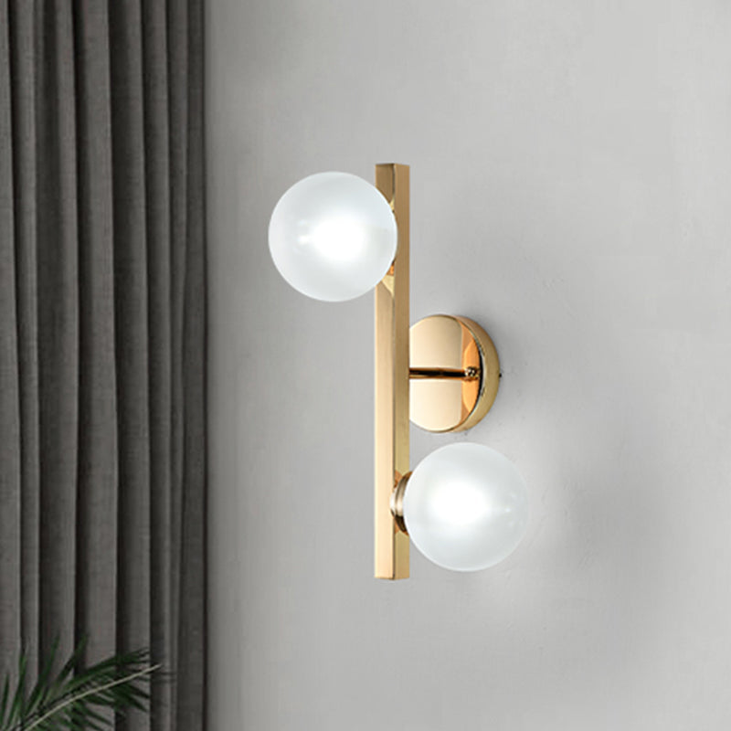 Modern Brass Globe Wall Mount Lamp with Linear Design - 2 Heads