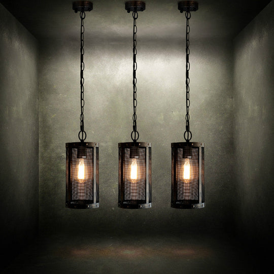 Bronze Hanging Lamp - Mini Industrial Pendant Light Fixture - Single Cylinder Design