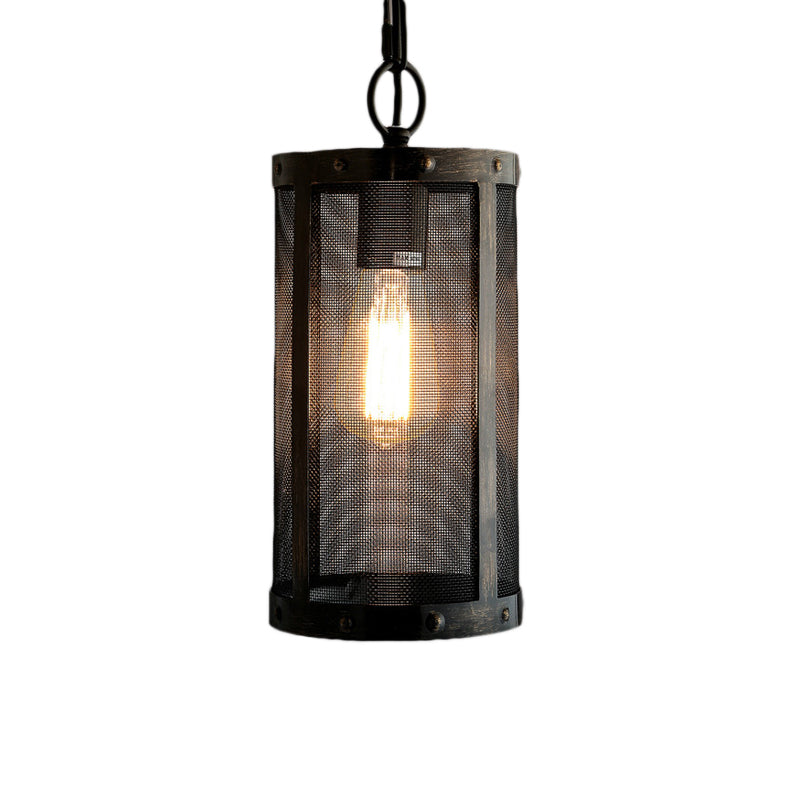 Bronze Hanging Lamp - Mini Industrial Pendant Light Fixture - Single Cylinder Design