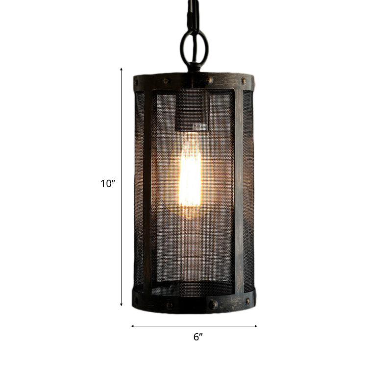Bronze Hanging Lamp - Mini Industrial Pendant Light Fixture - Single Cylinder Design