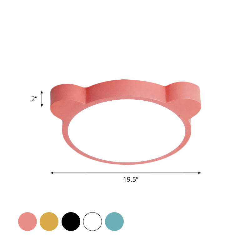 Cartoon Bear LED Flushmount Ceiling Light for Kids Bedroom in Black/White/Pink