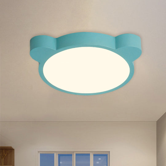 Cartoon Bear LED Flushmount Ceiling Light for Kids Bedroom in Black/White/Pink