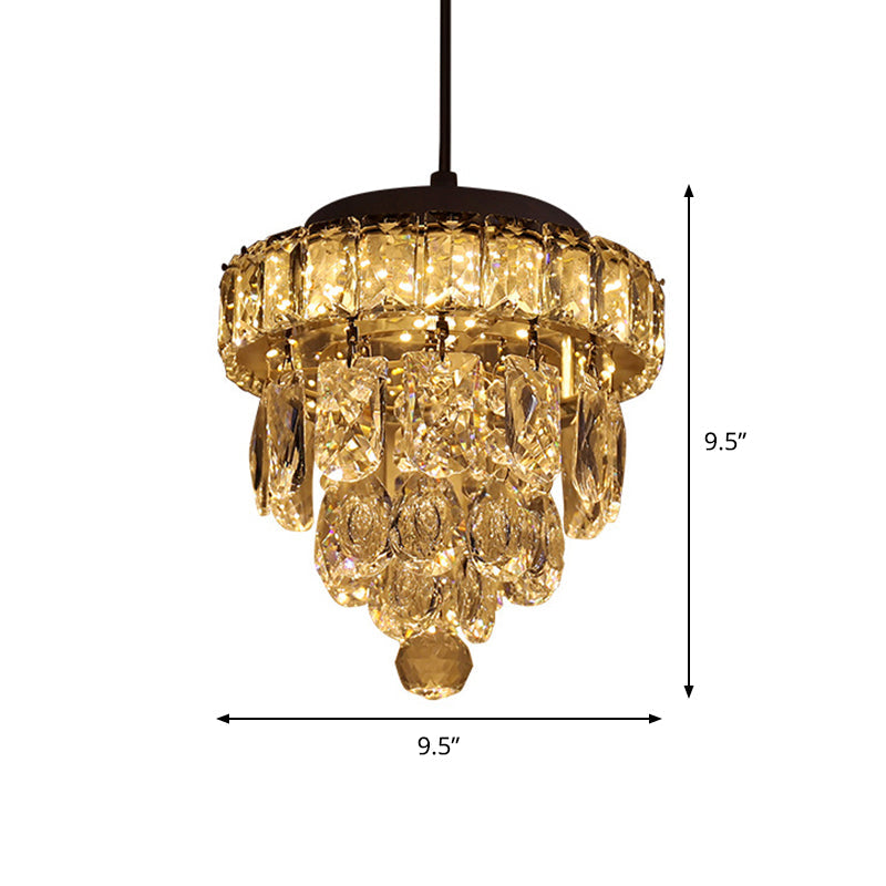 Modern 5-Tier 1-Light Mini Pendant Lamp with Clear Crystal Suspension