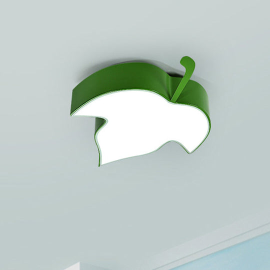 Maple Leaf LED Ceiling Flush Mount Light for Kids in Yellow/Green