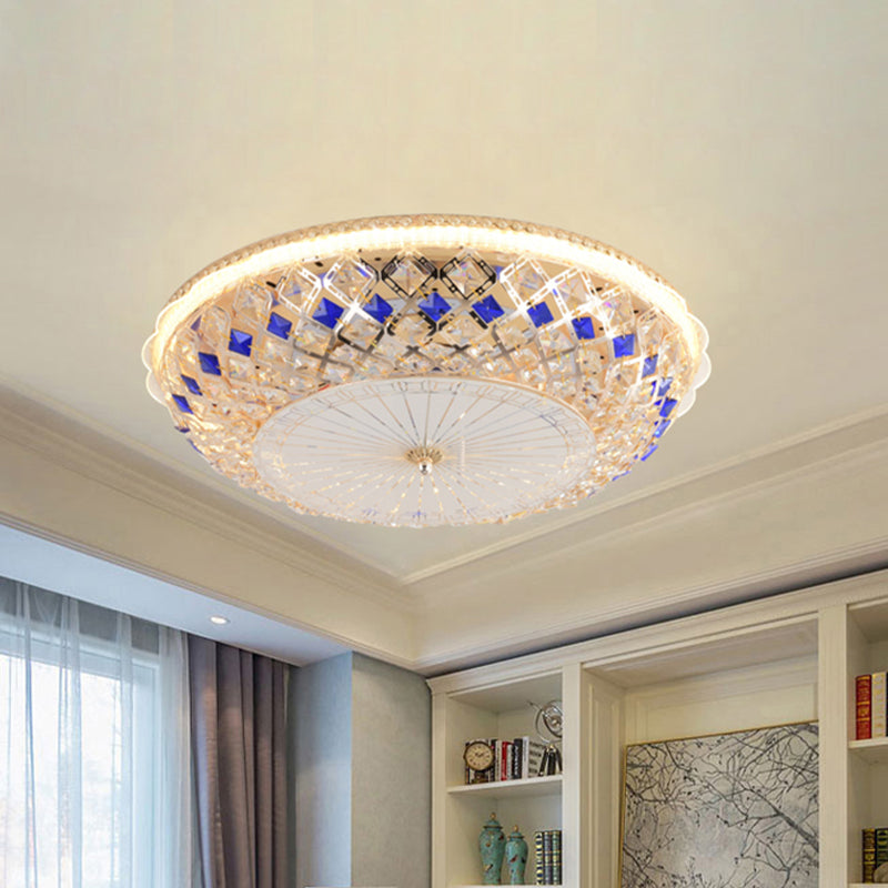 Modern LED Gold Crystal Prism Ceiling Light for Bedroom - Flush Mount Fixture