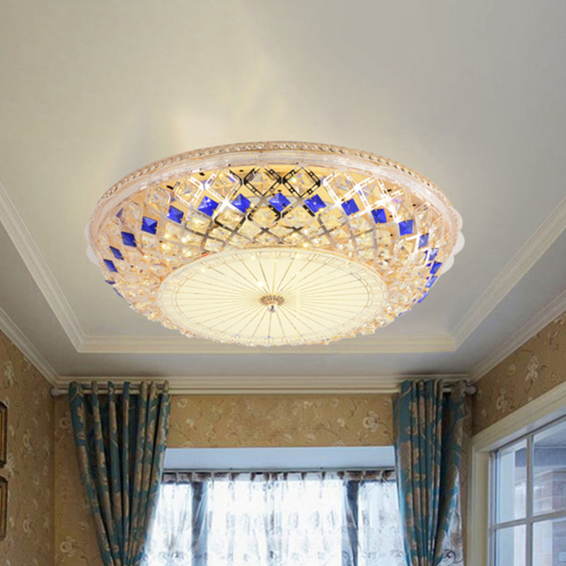 Modern LED Gold Crystal Prism Ceiling Light for Bedroom - Flush Mount Fixture