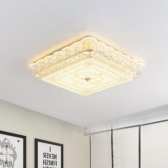 Contemporary Crystal LED Ceiling Lamp with Gold Flush Mount for Bedroom