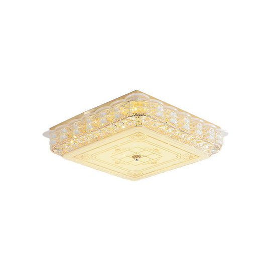 Contemporary Crystal LED Ceiling Lamp with Gold Flush Mount for Bedroom