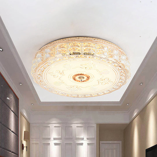 Contemporary Crystal LED Ceiling Lamp with Gold Flush Mount for Bedroom