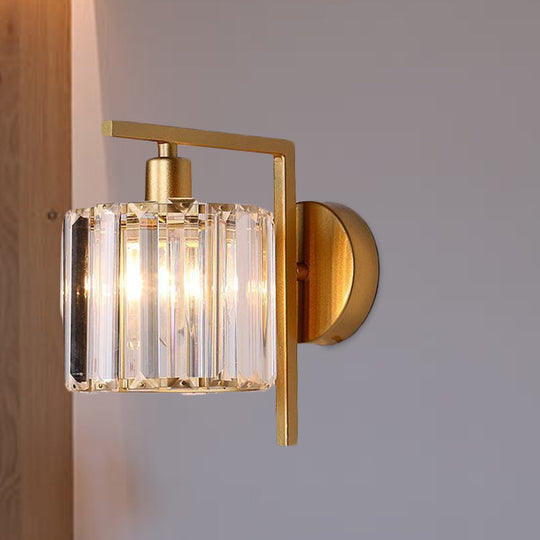 Gold Crystal Wall Sconce with Modern Column Design - Perfect for Bedroom Lighting
