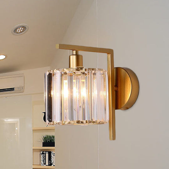 Gold Crystal Wall Sconce with Modern Column Design - Perfect for Bedroom Lighting