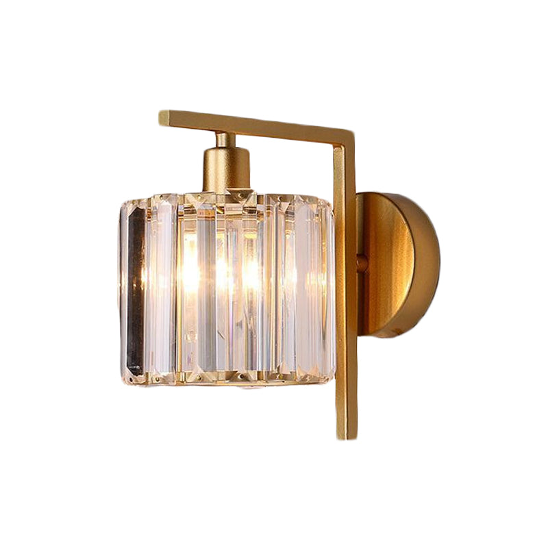 Gold Crystal Wall Sconce with Modern Column Design - Perfect for Bedroom Lighting
