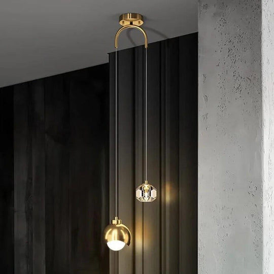 Glory Crystal Pendant Light: Elegant Dual Pendant with Angled Glass Prisms