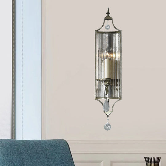 Faceted Crystal Silver Wall Sconce Candelabra for Living Rooms, 1/3-Head Fixture