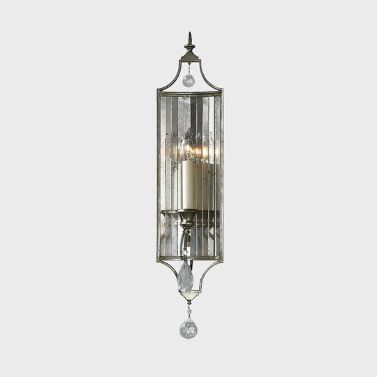 Faceted Crystal Silver Wall Sconce Candelabra for Living Rooms, 1/3-Head Fixture