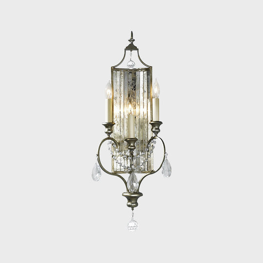 Faceted Crystal Silver Wall Sconce Candelabra for Living Rooms, 1/3-Head Fixture
