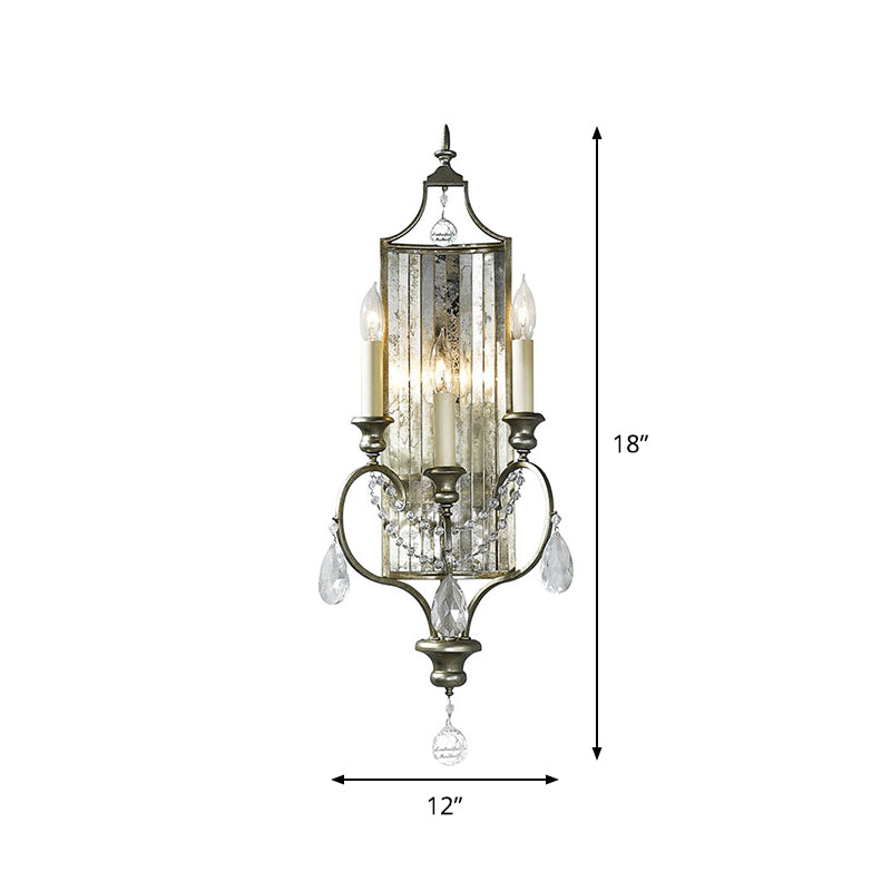 Faceted Crystal Silver Wall Sconce Candelabra for Living Rooms, 1/3-Head Fixture