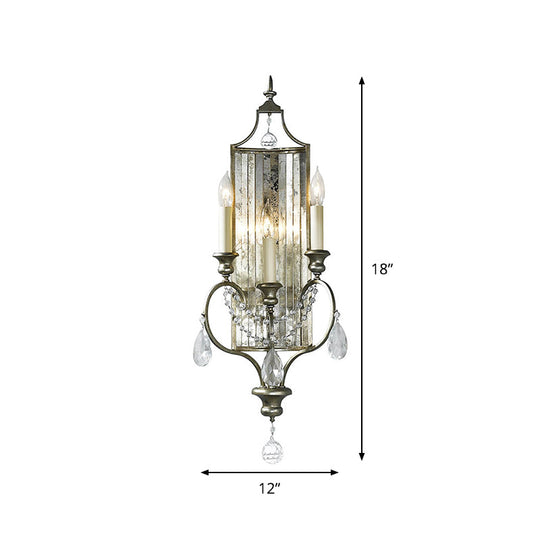 Faceted Crystal Silver Wall Sconce Candelabra for Living Rooms, 1/3-Head Fixture