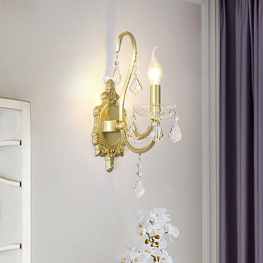 Gold Crystal Wall Sconce Lamp for Rural Living Rooms