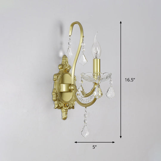 Gold Crystal Wall Sconce Lamp for Rural Living Rooms