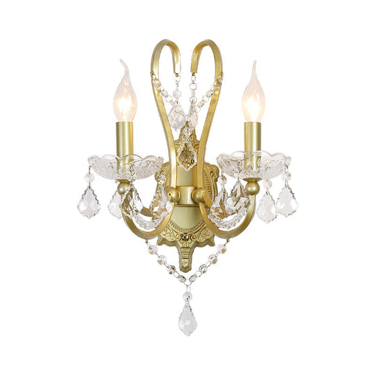 Gold Crystal Wall Sconce Lamp for Rural Living Rooms