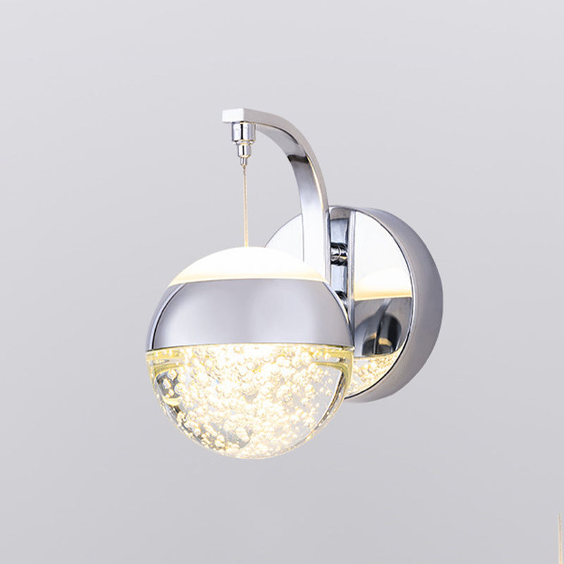 Modern LED Crystal Ball Wall Sconce in Gold/Chrome for Bedroom Lighting