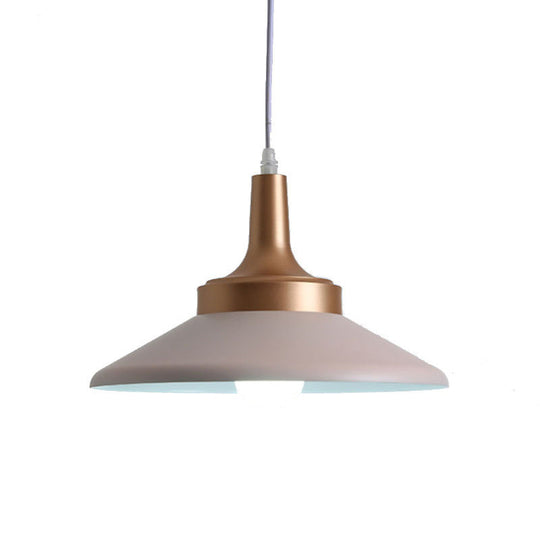 Sleek Pink Saucer Suspension Light - Minimal Metal 1-Head Ceiling Hang Fixture, 12"/14" Width