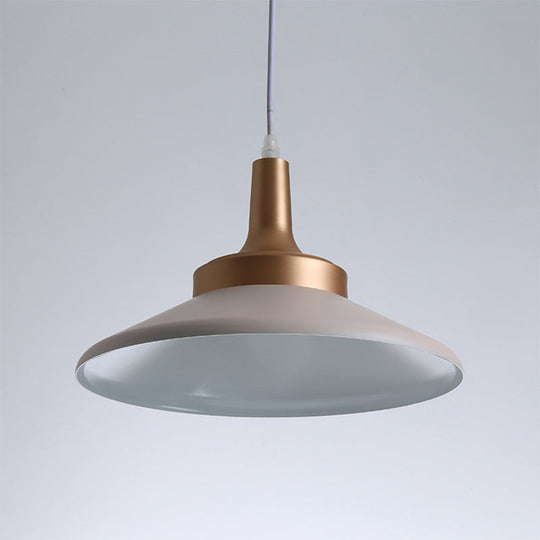 Sleek Pink Saucer Suspension Light - Minimal Metal 1-Head Ceiling Hang Fixture, 12"/14" Width