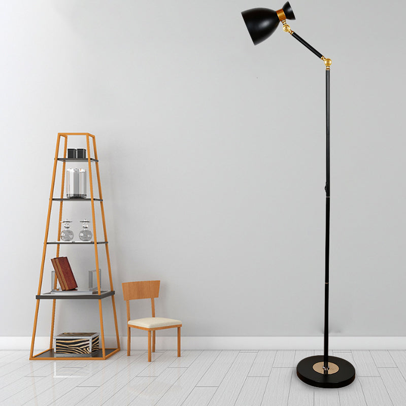 Macaron Metallic Flare Floor Lamp: Wide, Rotatable Arm, 1 Light, Black/Pink/White