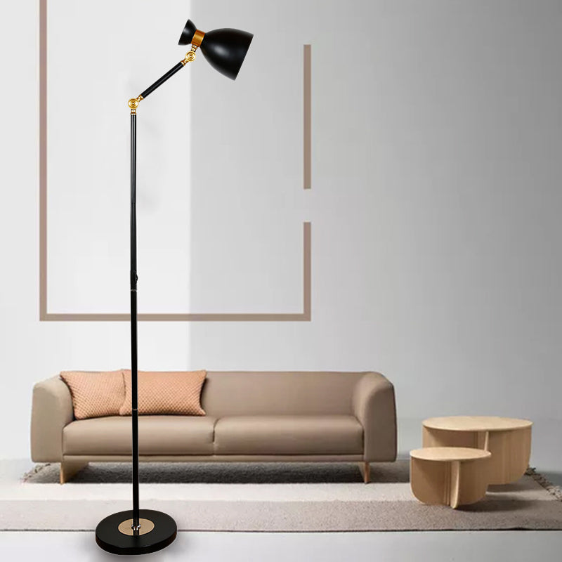 Macaron Metallic Flare Floor Lamp: Wide, Rotatable Arm, 1 Light, Black/Pink/White