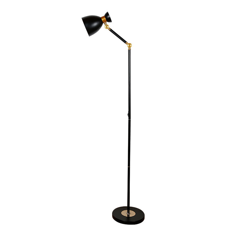 Macaron Metallic Flare Floor Lamp: Wide, Rotatable Arm, 1 Light, Black/Pink/White
