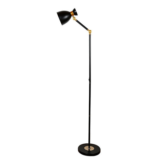 Macaron Metallic Flare Floor Lamp: Wide, Rotatable Arm, 1 Light, Black/Pink/White