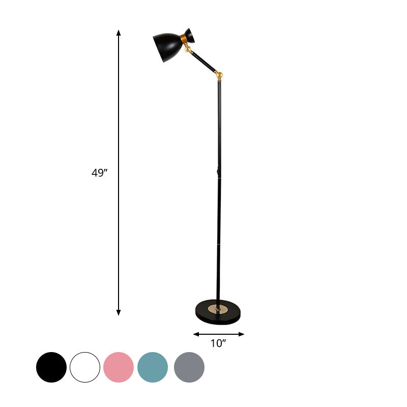 Macaron Metallic Flare Floor Lamp: Wide, Rotatable Arm, 1 Light, Black/Pink/White