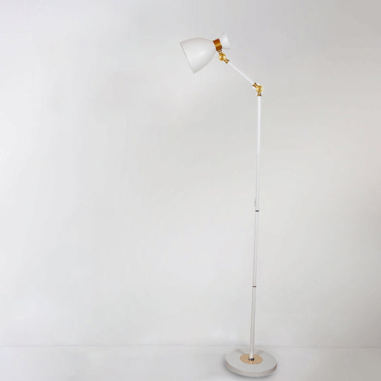 Macaron Metallic Flare Floor Lamp: Wide, Rotatable Arm, 1 Light, Black/Pink/White