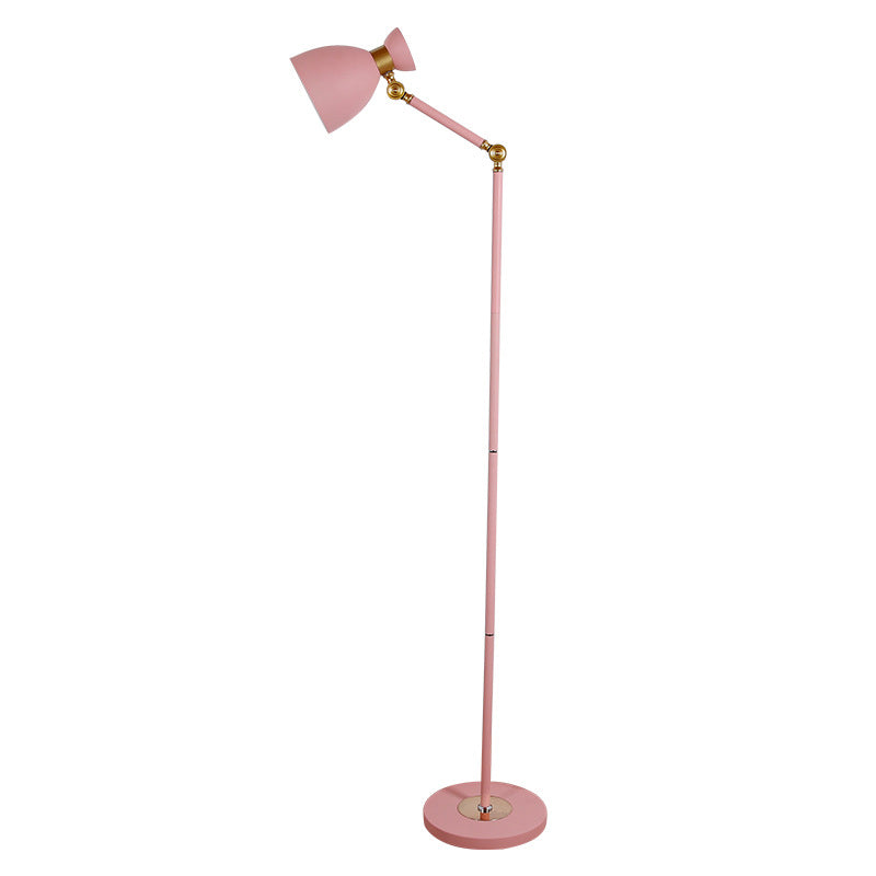 Macaron Metallic Flare Floor Lamp: Wide, Rotatable Arm, 1 Light, Black/Pink/White