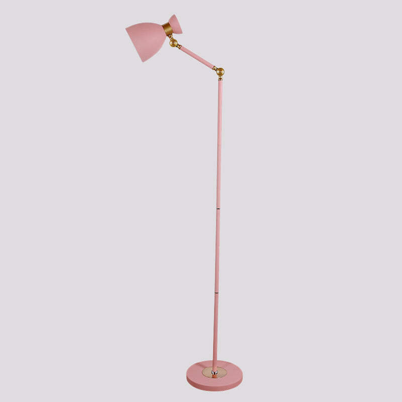Macaron Metallic Flare Floor Lamp: Wide, Rotatable Arm, 1 Light, Black/Pink/White