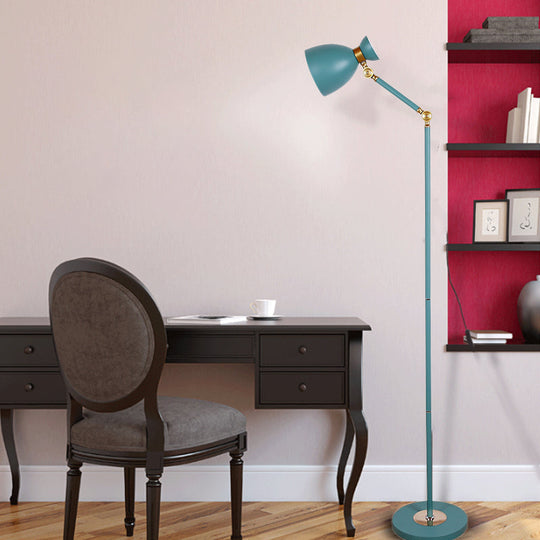 Macaron Metallic Flare Floor Lamp: Wide, Rotatable Arm, 1 Light, Black/Pink/White
