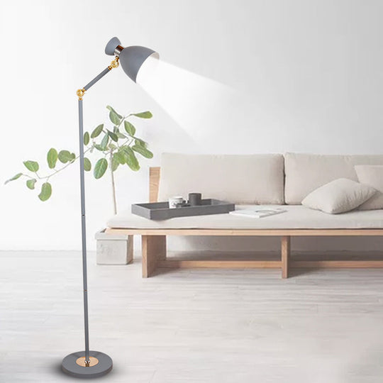 Macaron Metallic Flare Floor Lamp: Wide, Rotatable Arm, 1 Light, Black/Pink/White