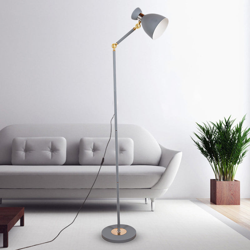 Macaron Metallic Flare Floor Lamp: Wide, Rotatable Arm, 1 Light, Black/Pink/White